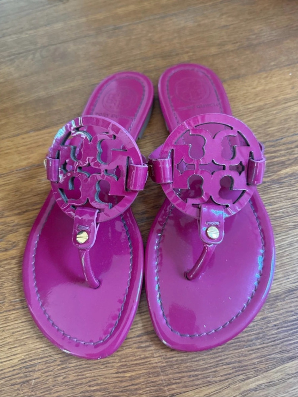 Pink patent leather Tory Burch miller sandal,  6